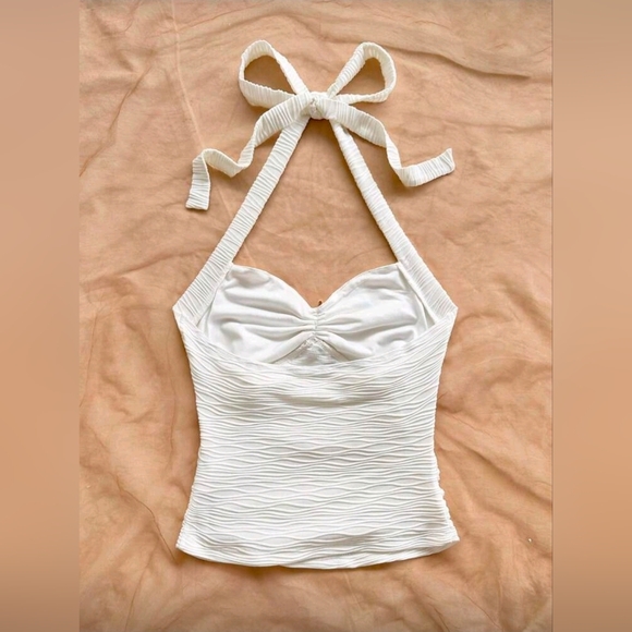 Soleia Tie Strap Starfish Shell Decor V-Neck Metal Buckle Knit Textured Halter - Picture 2 of 7